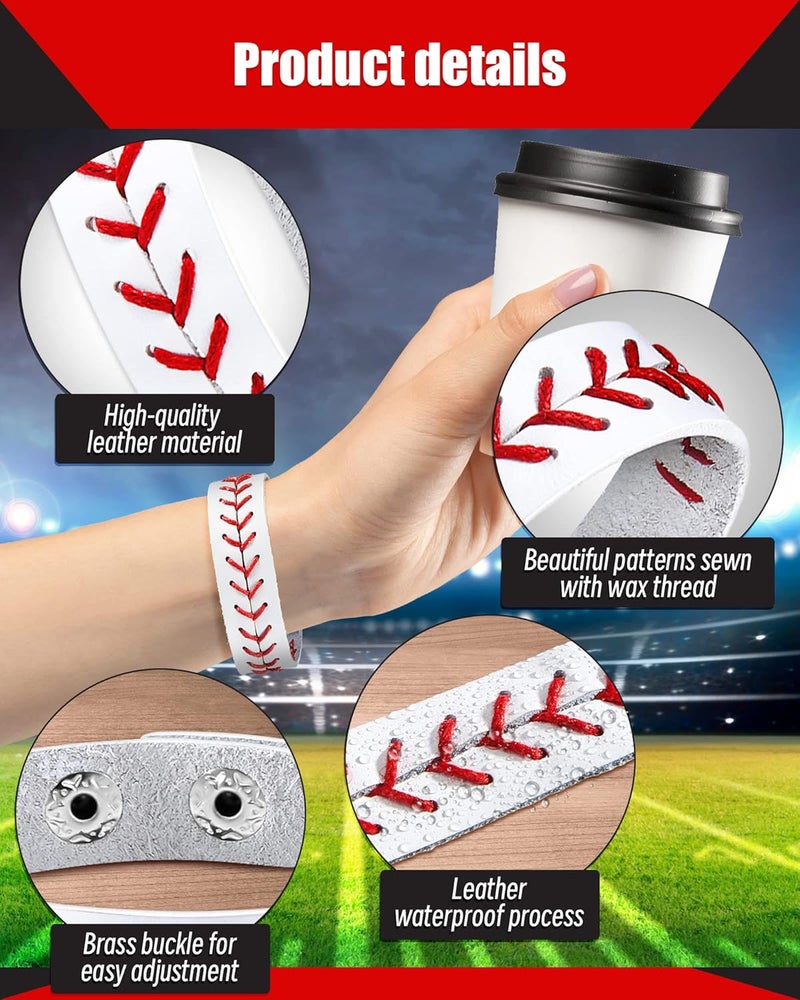 Retrowavy Store Genuine Leather Baseball Bracelet - Unisex Wristband for Men, Women, Ideal Gift for Baseball Players and Sports Teams - Image 4